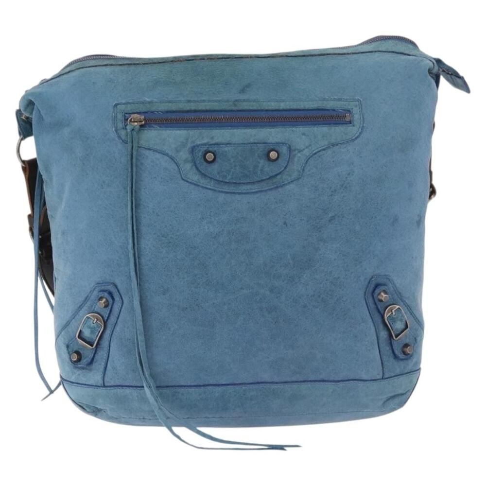 Balenciaga Leather The Day Shoulder Bag Blue